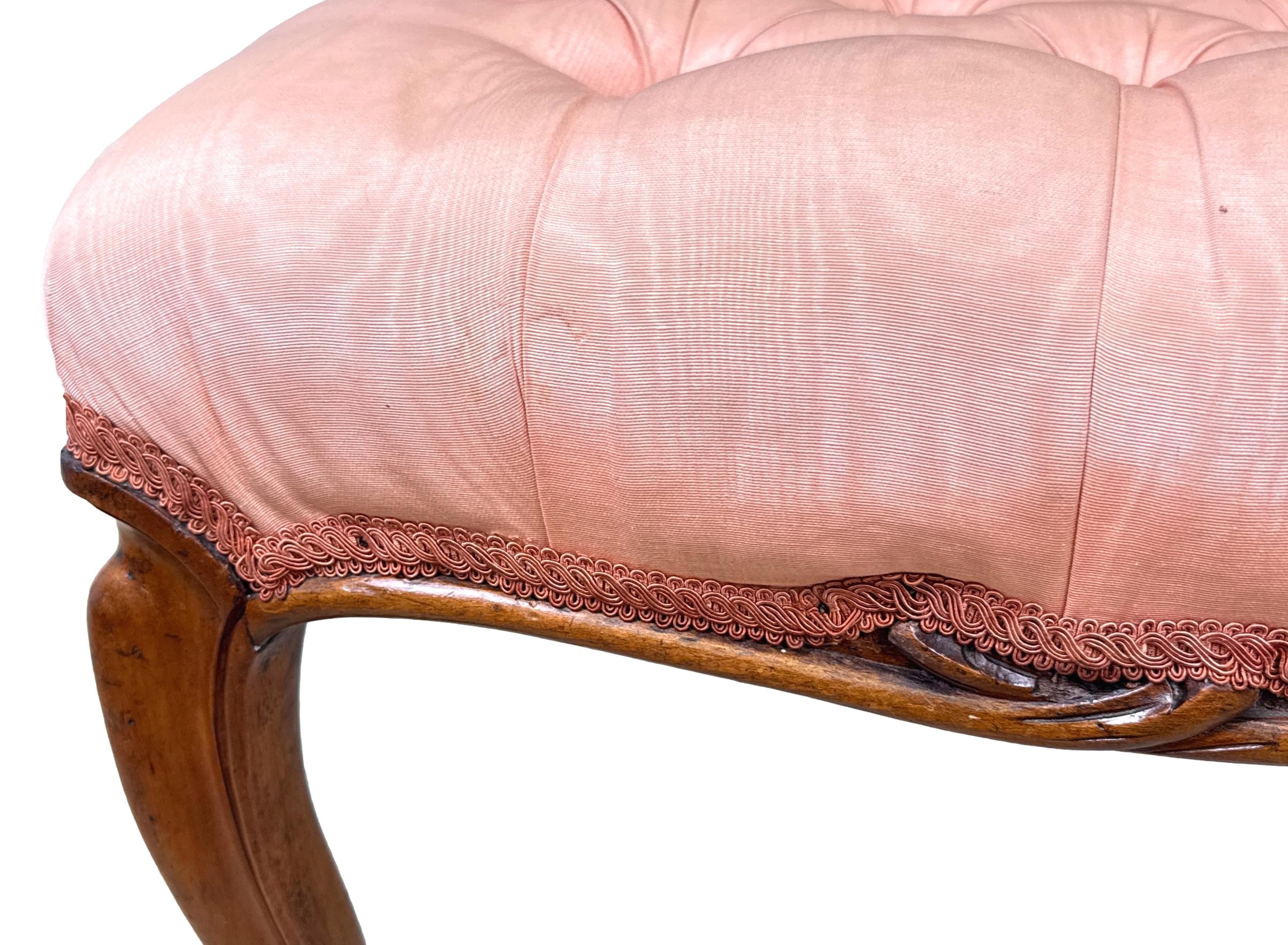 19th Century Rectangular Victorian Walnut Salon Stool For Sale
