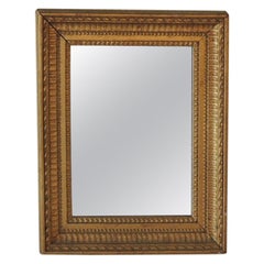 Rectangular Vintage Mirror with Gold Leaf Wood Frame