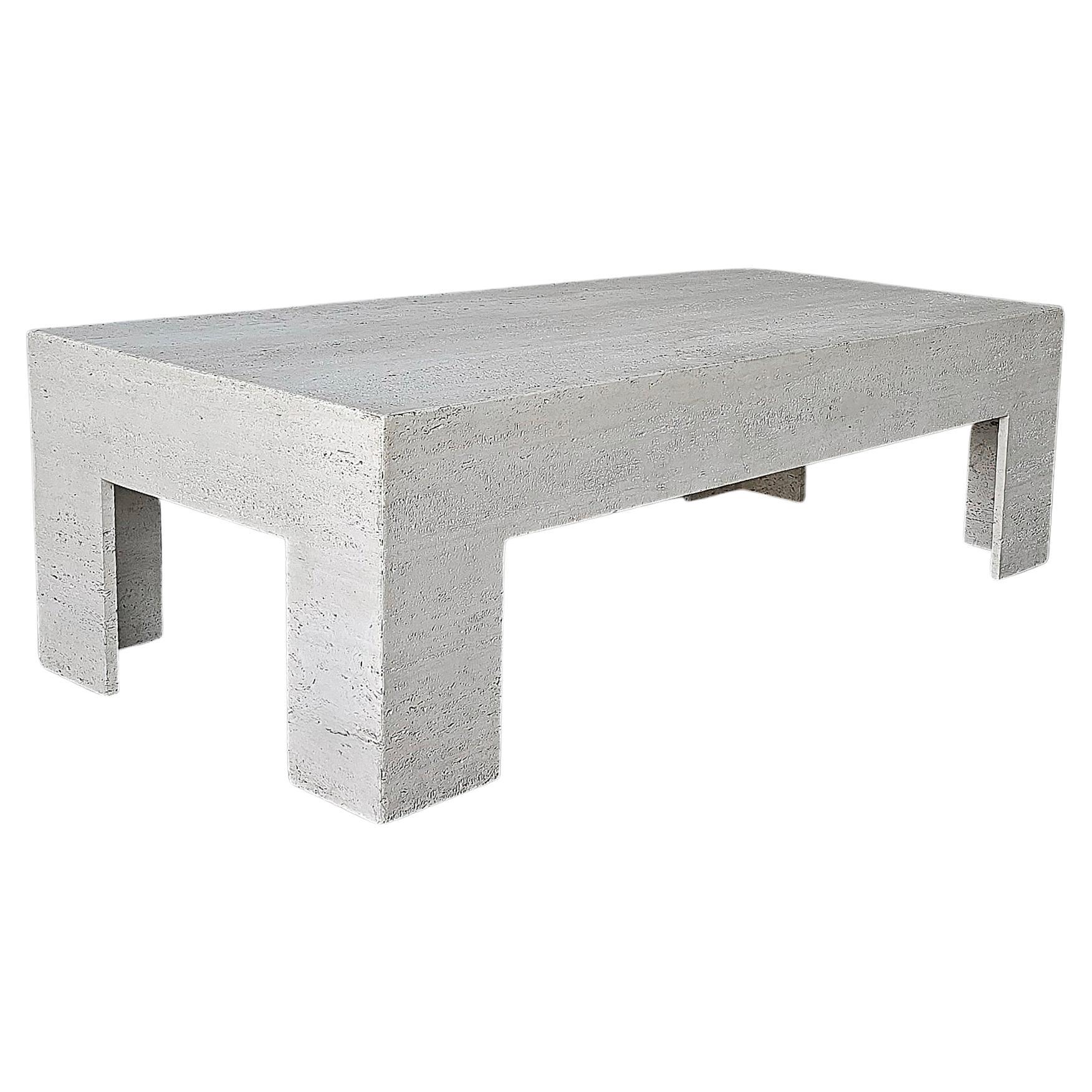 Rectangular Vintage Unfilled Travertine Coffee Table