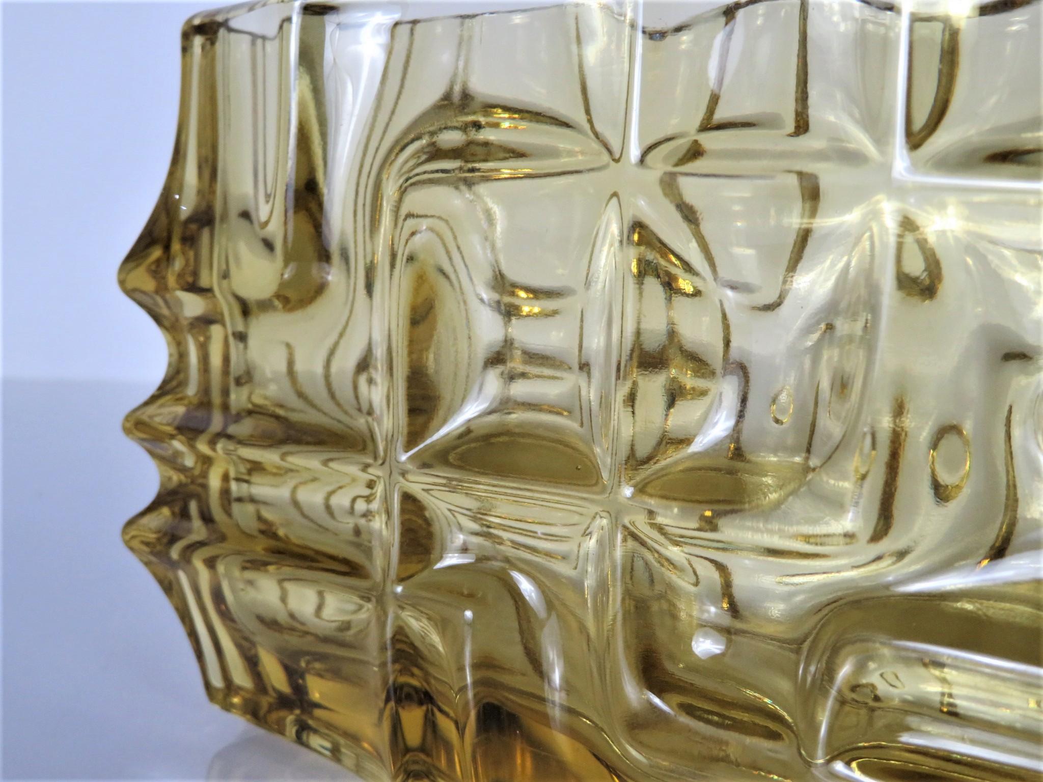 Mid-Century Modern Rectangular Vladislav Urban Glass Vase Sklo Rosice Glasswork Czechoslovakia 1968 For Sale