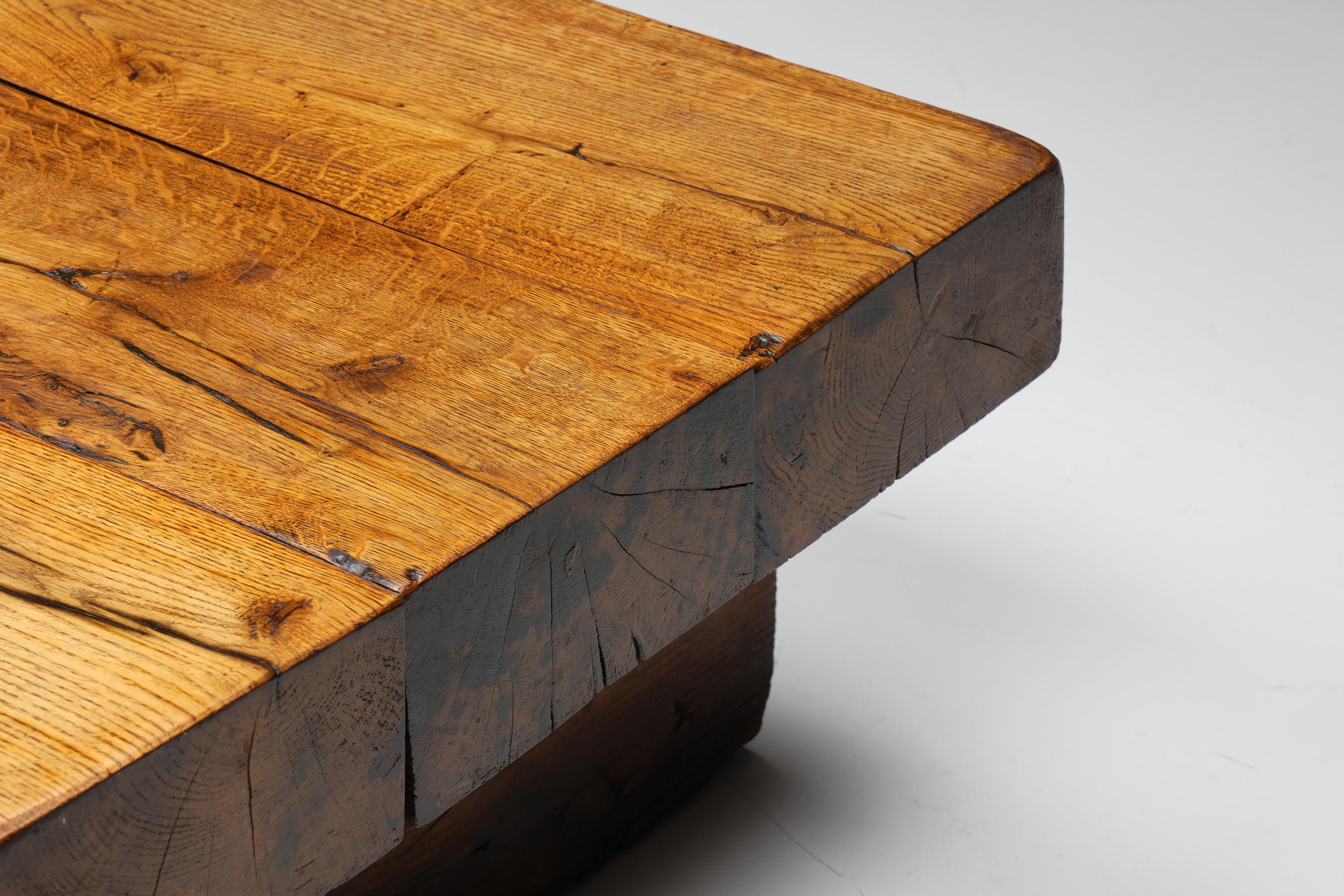 Wood Rectangular Wabi Sabi Table with Screws, Rustic, Mid-Century, Patina, 1950's