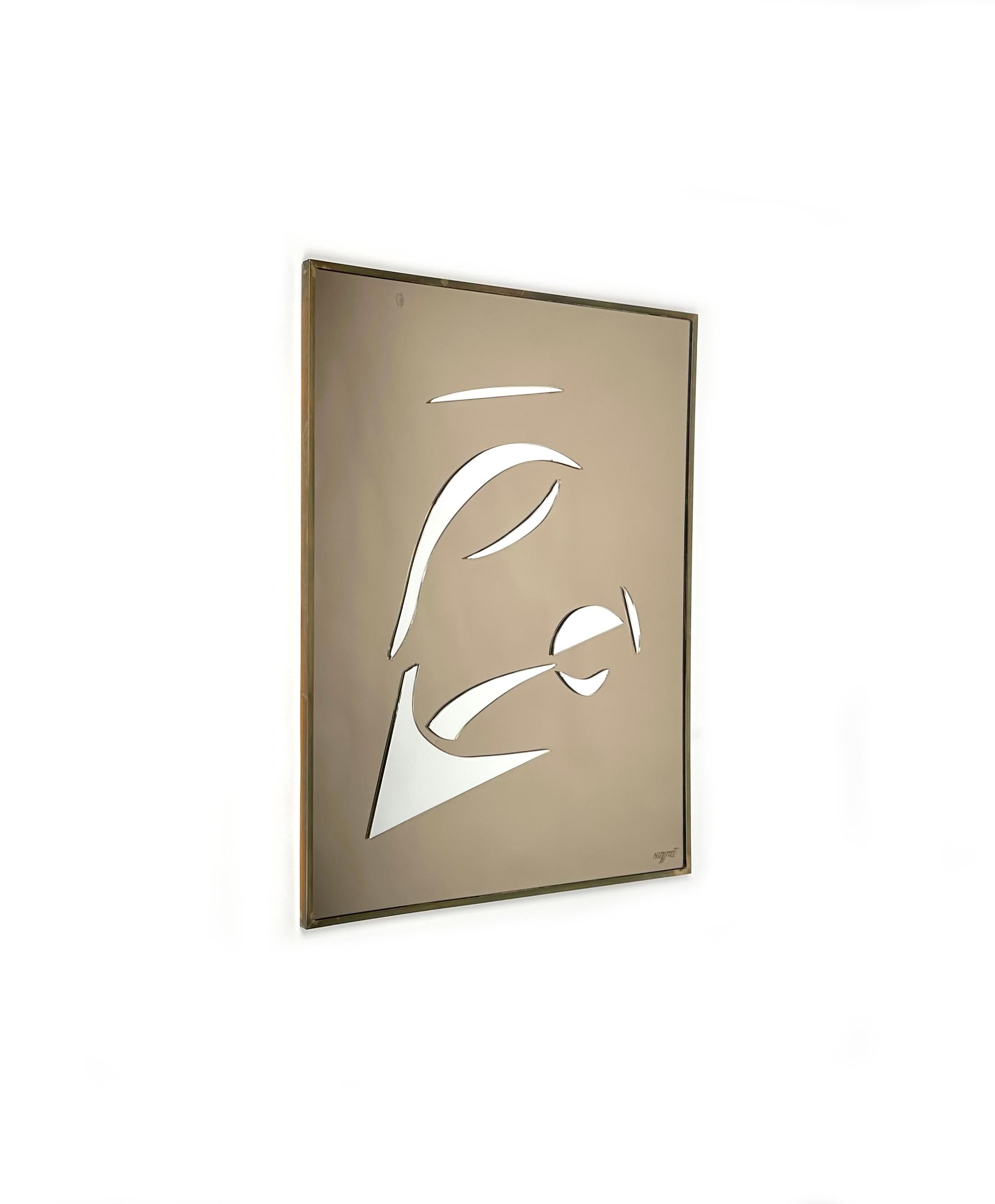 Mid-Century Modern Rectangular Wall Mirror by Romeo Rega for Nazaret, Italy 1970s For Sale