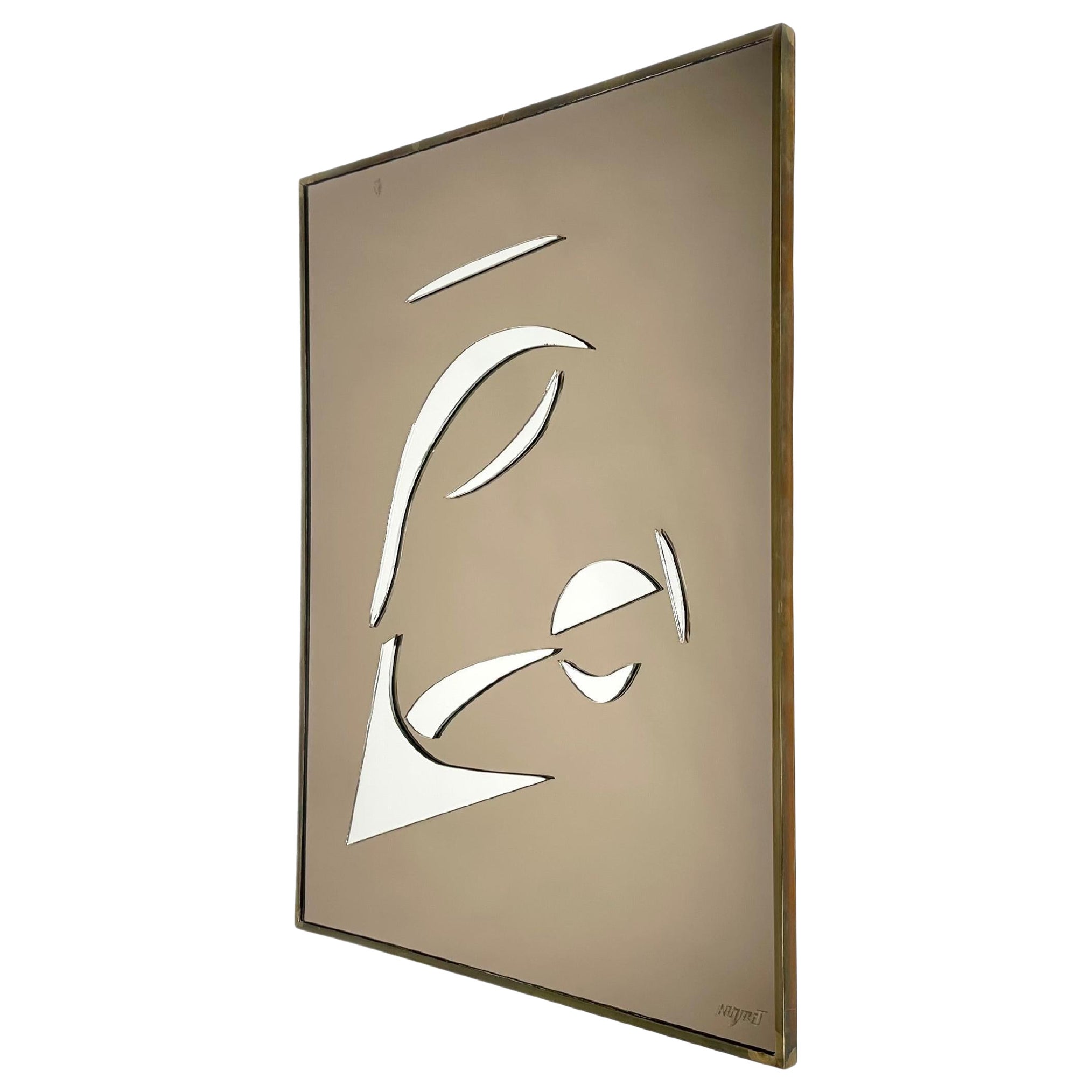 Espejo de pared rectangular de Romeo Rega para Nazaret, Italia Años 70