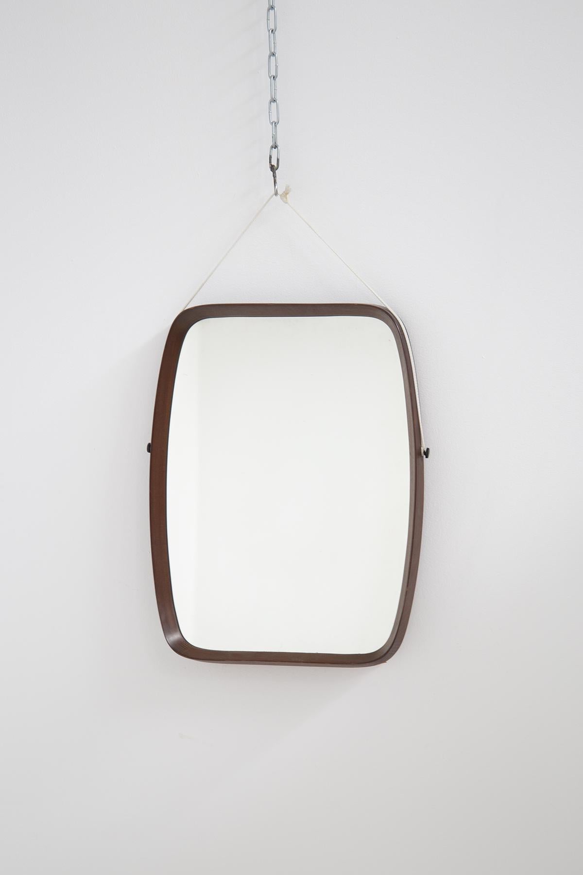 Italian Rectangular Wall Mirror in Wood by Franco Campo and Carlo Graffi