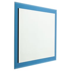 Rectangular Wall Mirror with Blue Frame by FAB Crystal, Italy 1980s