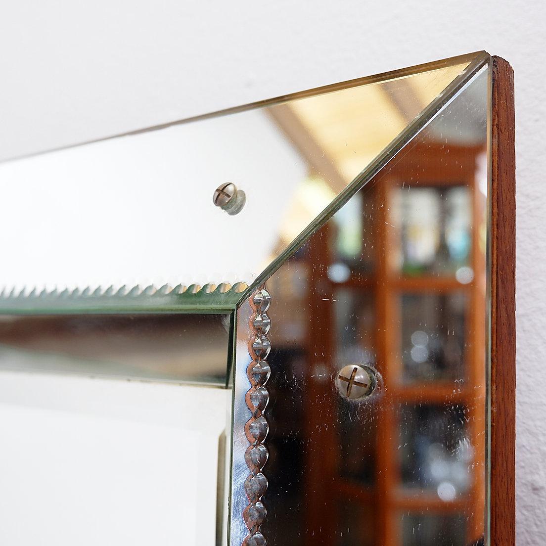 20th Century Rectangular Wall Mirror with Multi-Faceted Mirrors