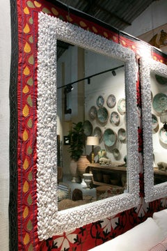 Rectangular Wall Mirror with Shells and Conch Shells