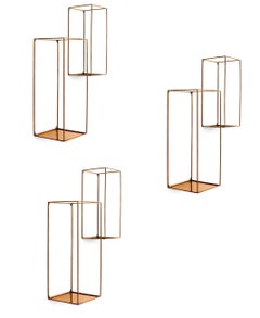 Rechteckiges Wandregal, 3er Set, 2er Set, in Vintage-Messing-Ausführung