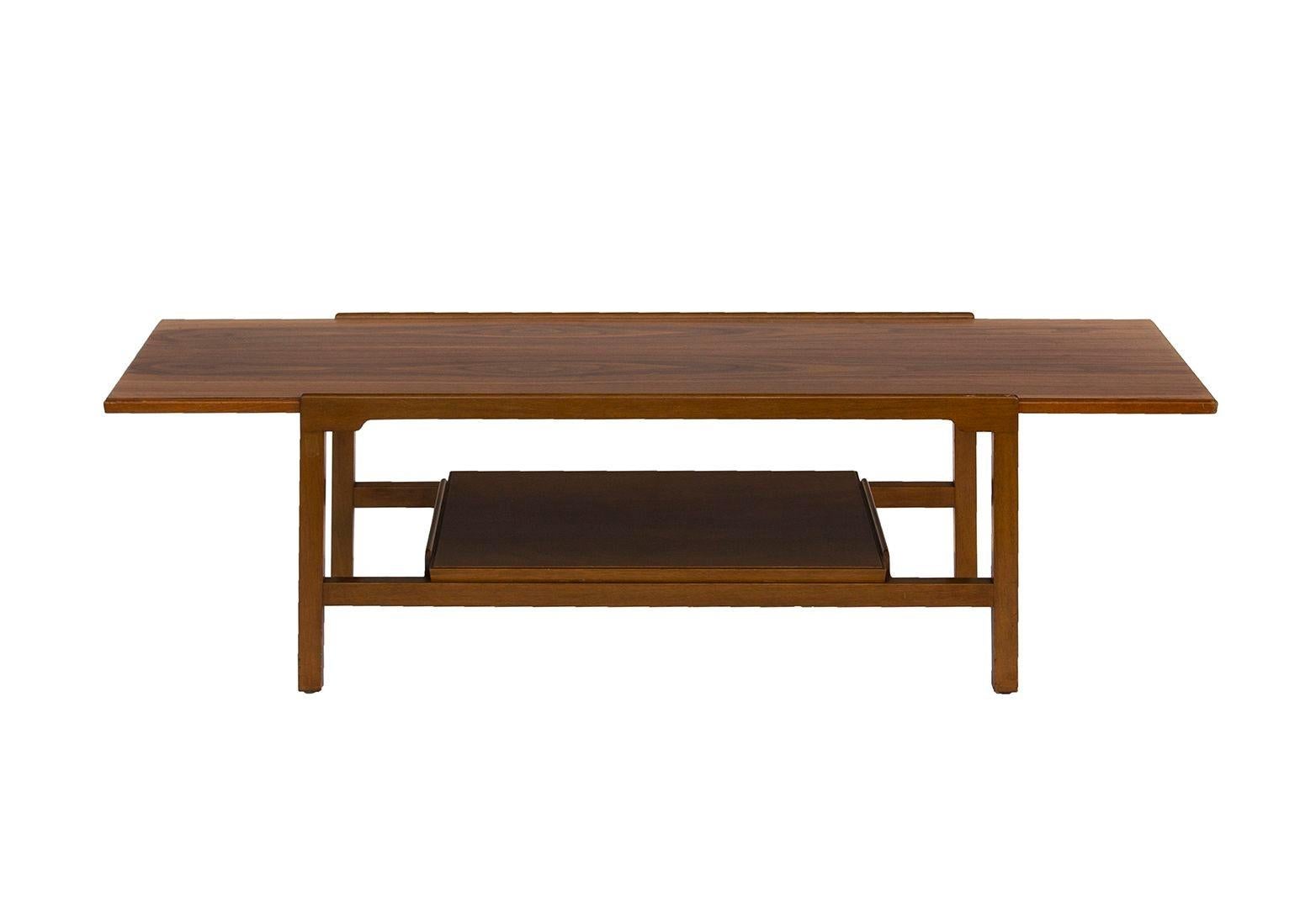 Mid-Century Modern Rectangular Walnut Coffee Table by Dunbar For Sale