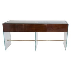 Rectangular walnut console 