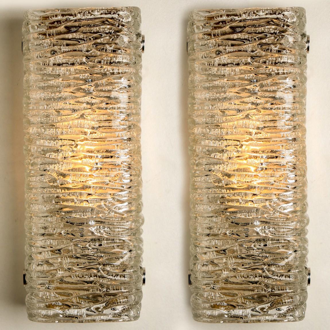 Other Rectangular Wave Glass and Brass Wall Lights by J.T. Kalmar, Austria, 1960s