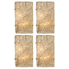 Rectangular Wave Glass Wall Lights by J.T. Kalmar, Austria, 1960s