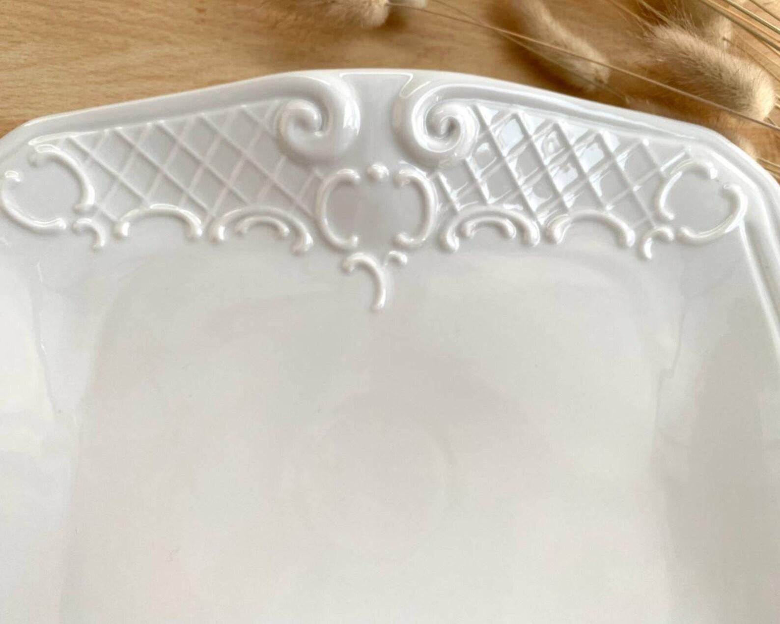 Mid-Century Modern Plat rectangulaire blanc, porcelaine de Gerold, Bavière  Plat de service en porcelaine en vente