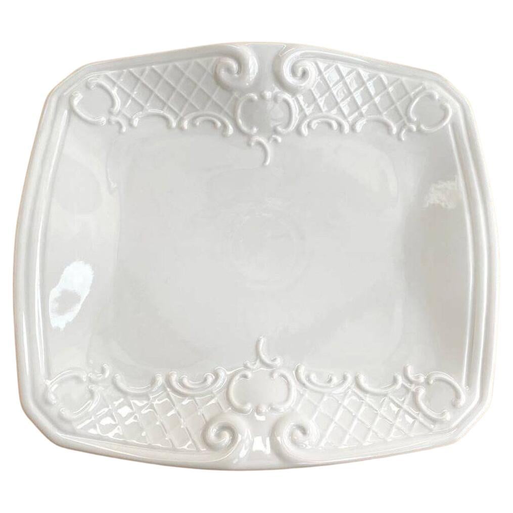 Plat rectangulaire blanc, porcelaine de Gerold, Bavière  Plat de service en porcelaine