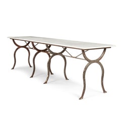 Rectangular White Marble Top Iron Base Table
