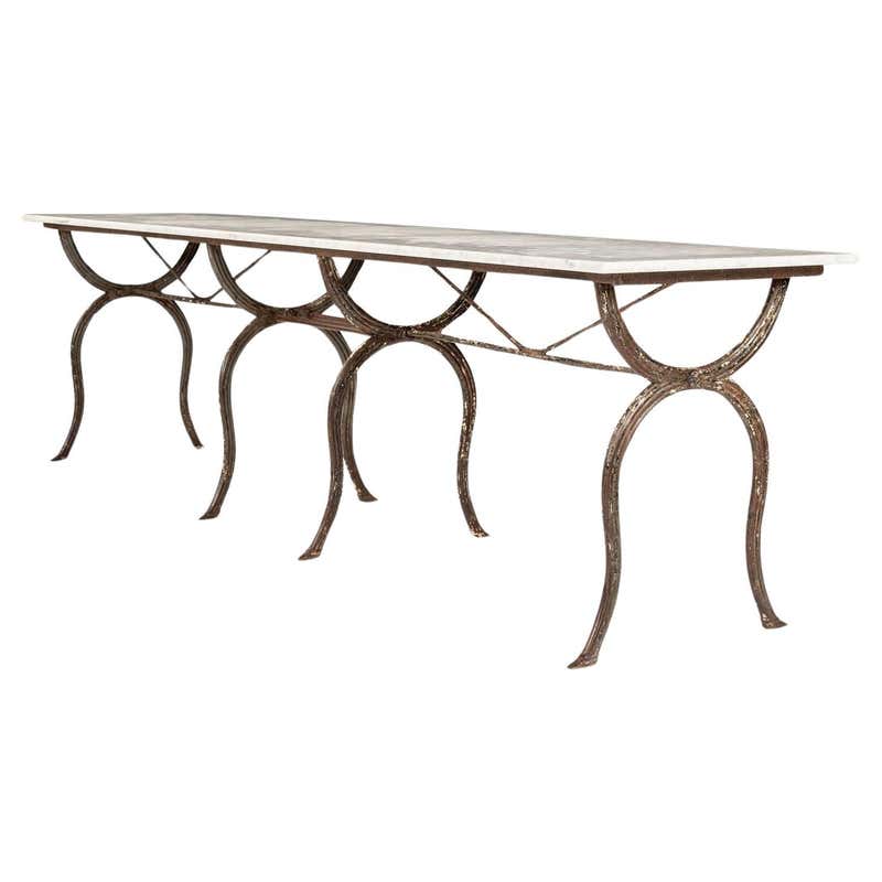 Rectangular Top Tall Antique Slate Table upon Beautifully Shaped Two ...