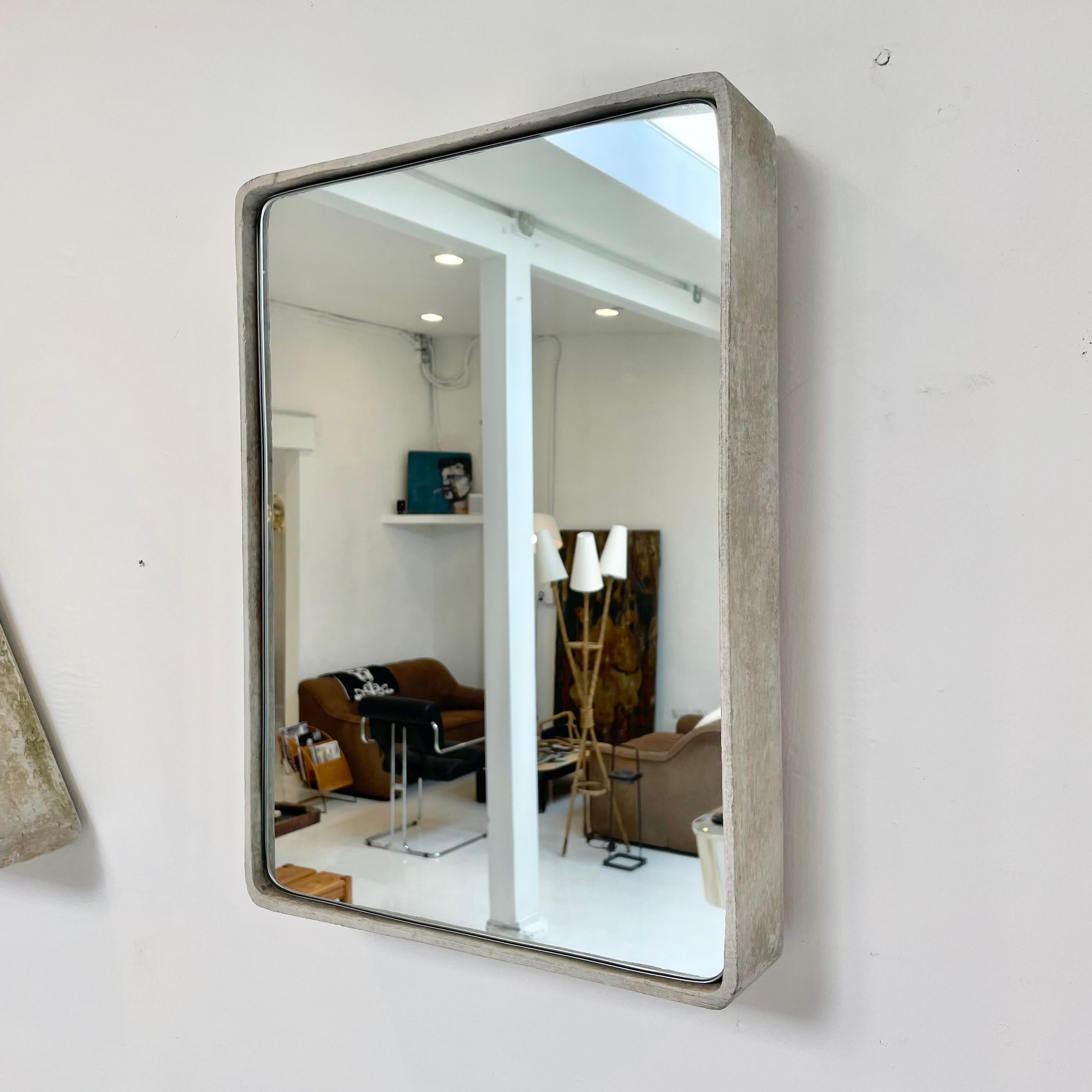 Hand-Crafted Rectangular Willy Guhl Concrete Mirror, 1960s Switzerland For Sale