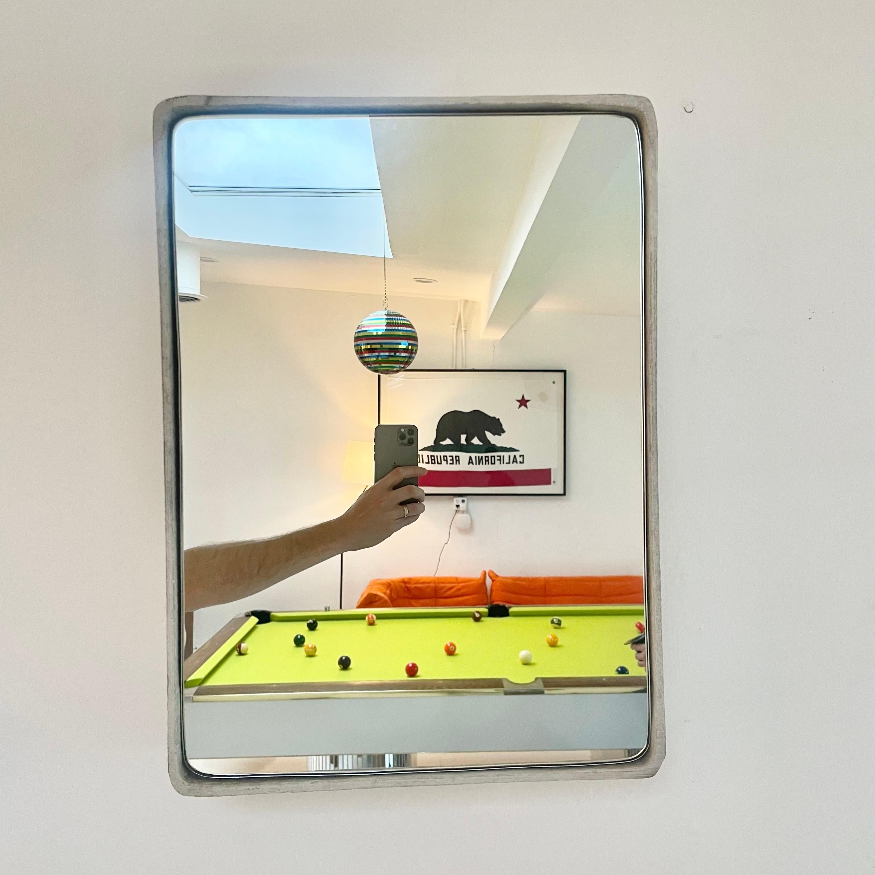 Rectangular Willy Guhl Concrete Mirror, 1960s Switzerland In Good Condition For Sale In Los Angeles, CA