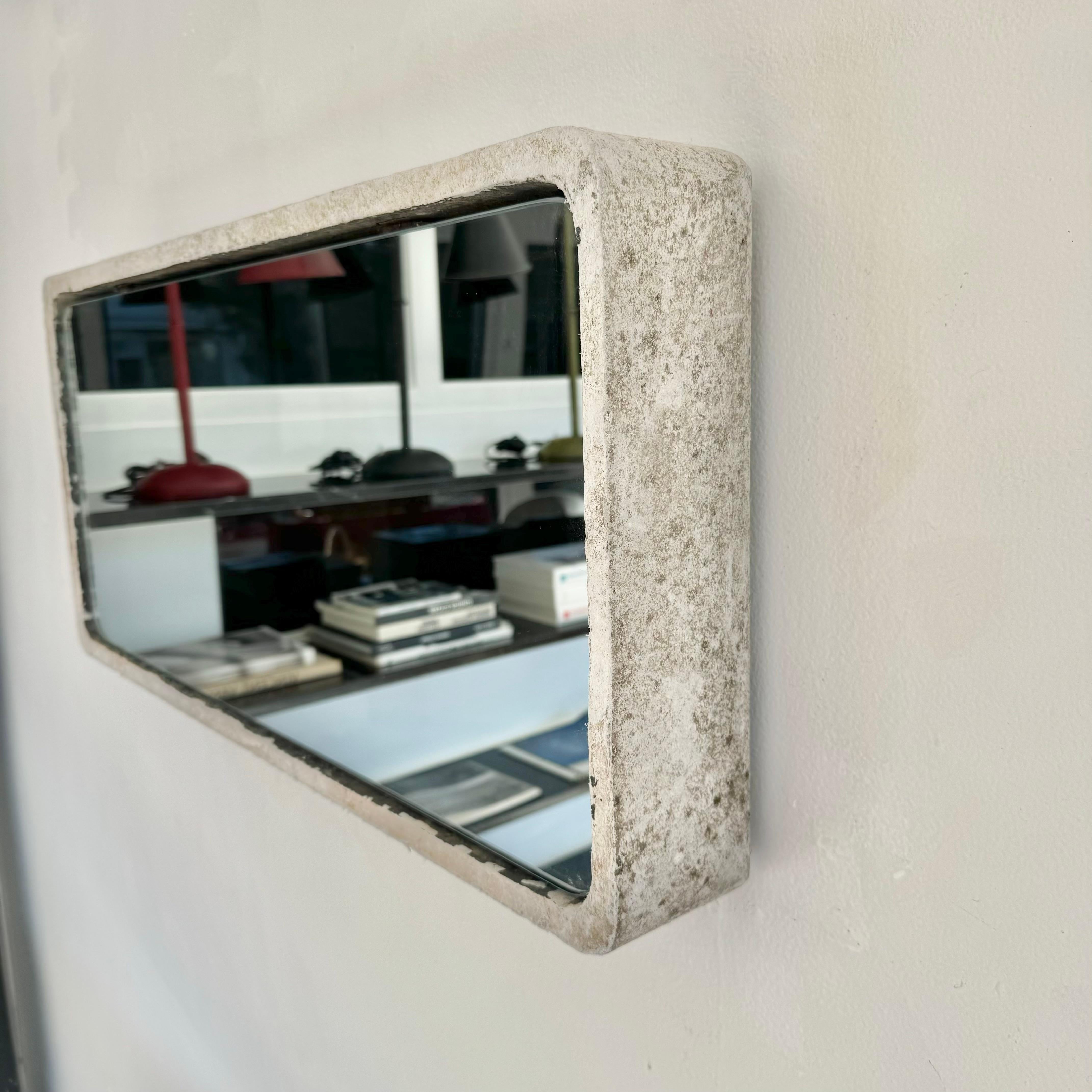 Rectangular Willy Guhl Concrete Mirror, 1960s Switzerland In Good Condition For Sale In Los Angeles, CA