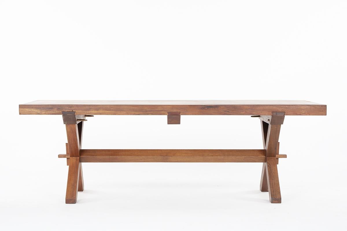 Rectangular Wood Dining Table, 1950 In Fair Condition In JASSANS-RIOTTIER, FR