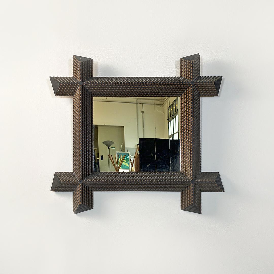 Italian antique rectangular wooden crafted frame mirror, 1900s 1