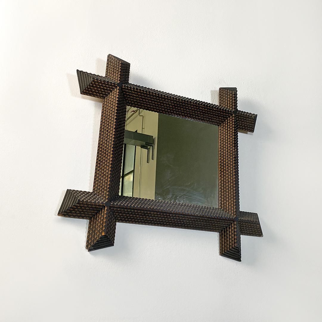 Italian antique rectangular wooden crafted frame mirror, 1900s 2