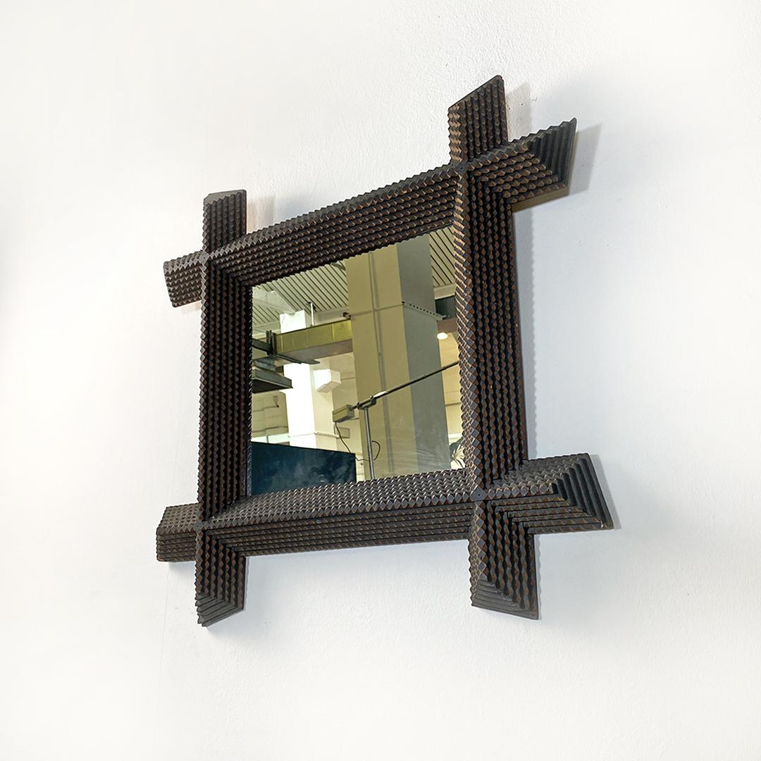 Italian antique rectangular wooden crafted frame mirror, 1900s 3