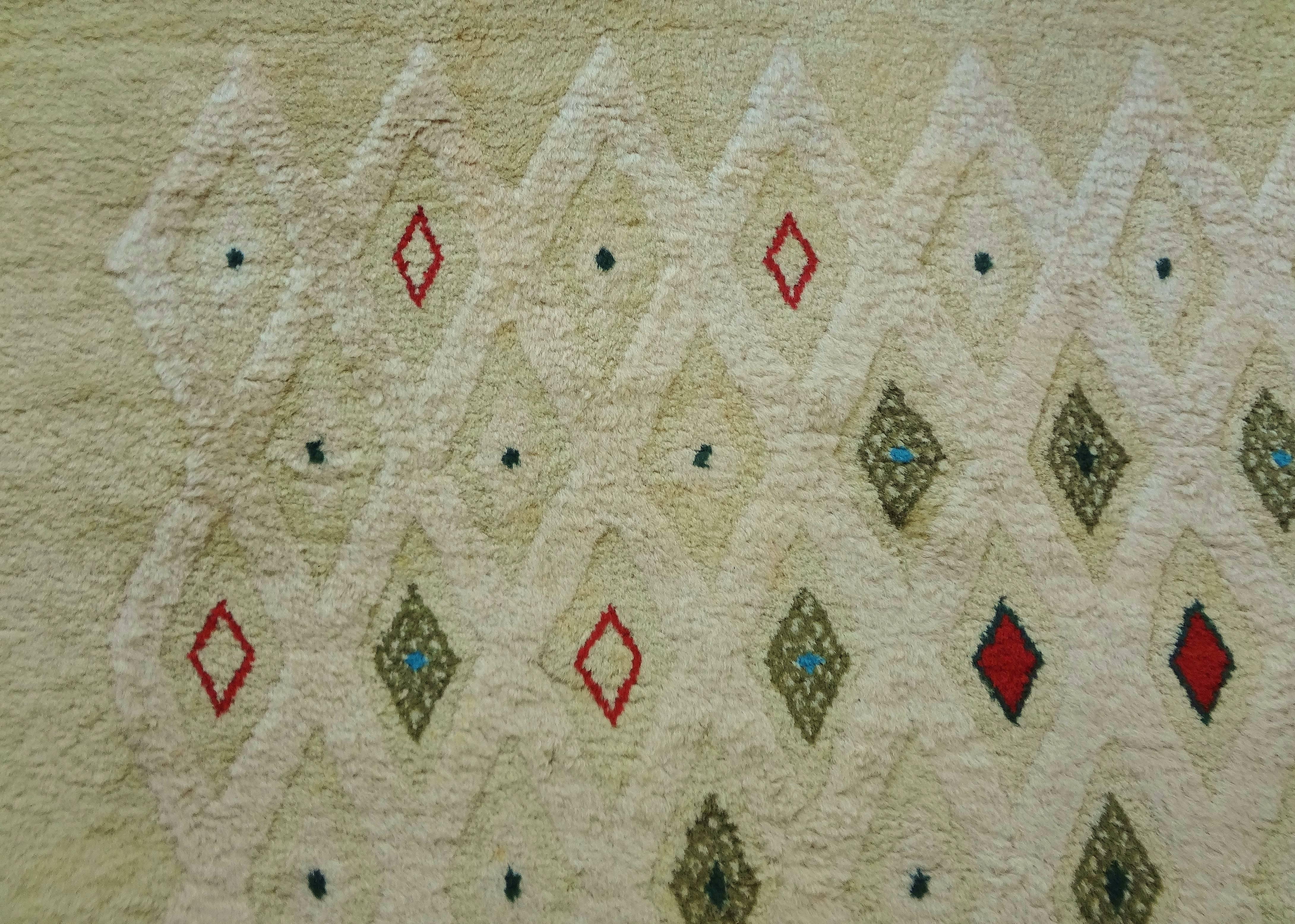 French Rectangular Wool Carpet by Paule Leleu, 1950s