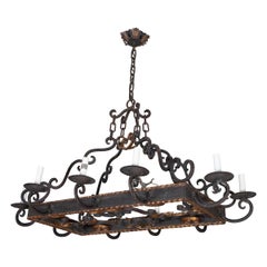 Rectangular wrought iron chandelier
