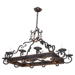 Vintage Rectangular wrought iron chandelier