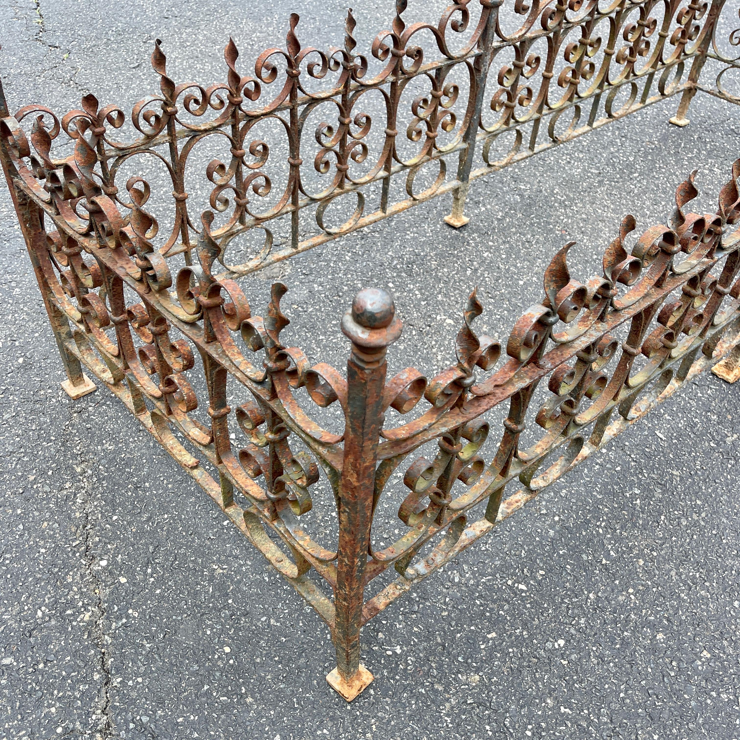 Victorian Rectangular Wrought Iron Patio Cocktail Table Base and Fence