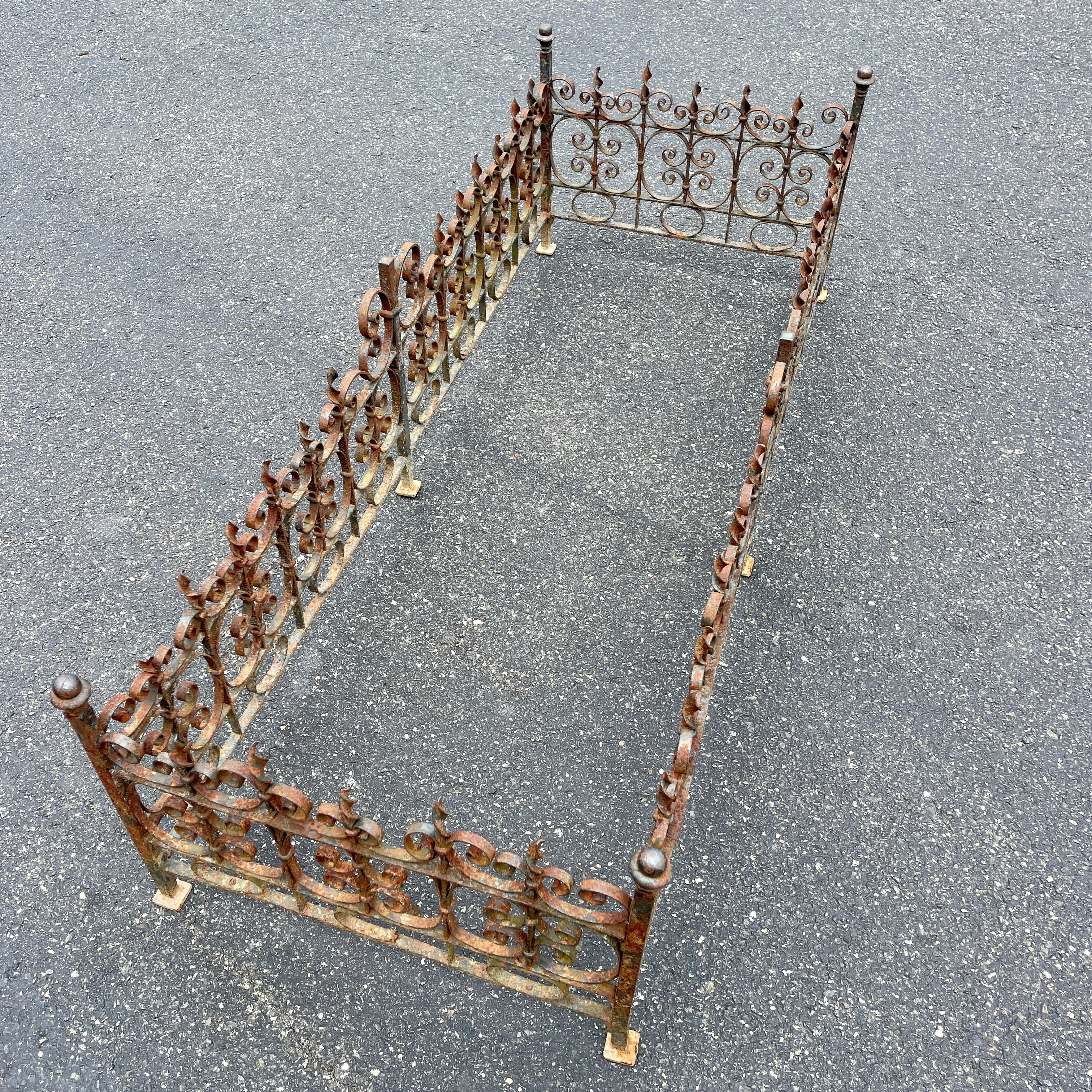 Rectangular Wrought Iron Patio Cocktail Table Base and Fence In Good Condition In Haddonfield, NJ