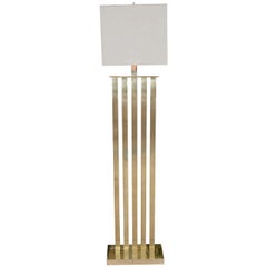 Retro Rectilinear Standing Brass Floor Lamp