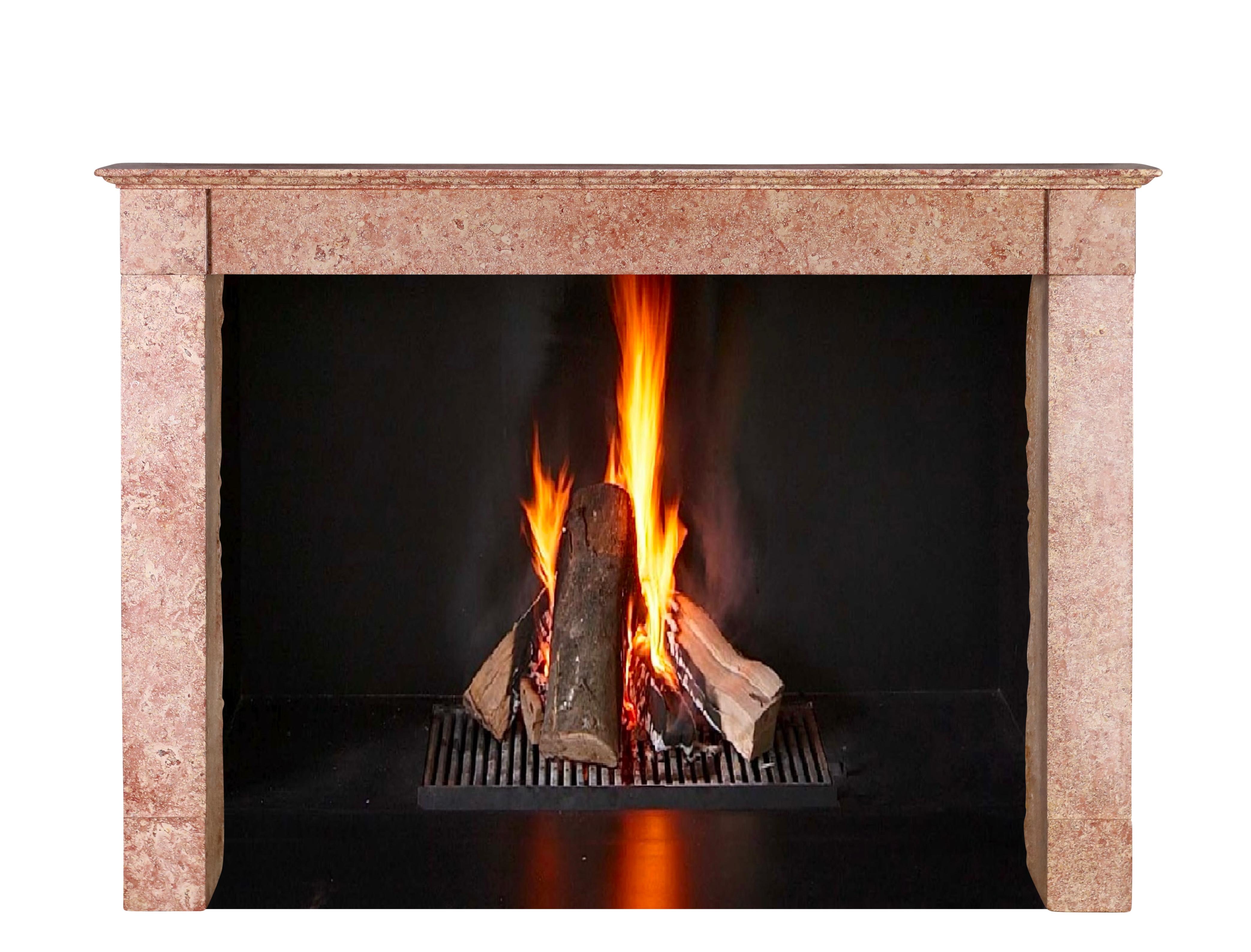 French Rectilinear Timeless Antique Fireplace Mantel From Burgundy Castle For Sale