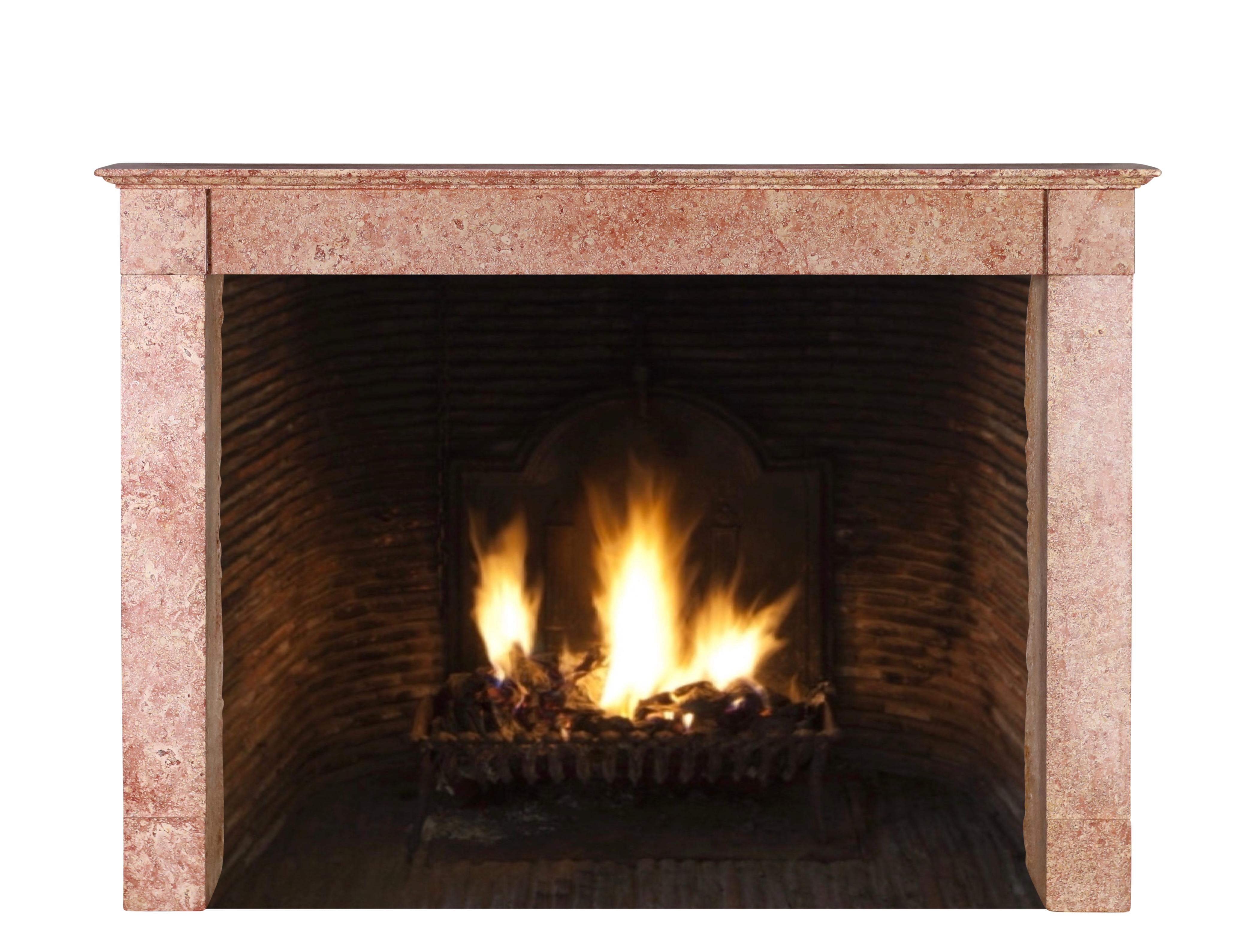 Rectilinear Timeless Antique Fireplace Mantel From Burgundy Castle In Excellent Condition For Sale In Beervelde, BE