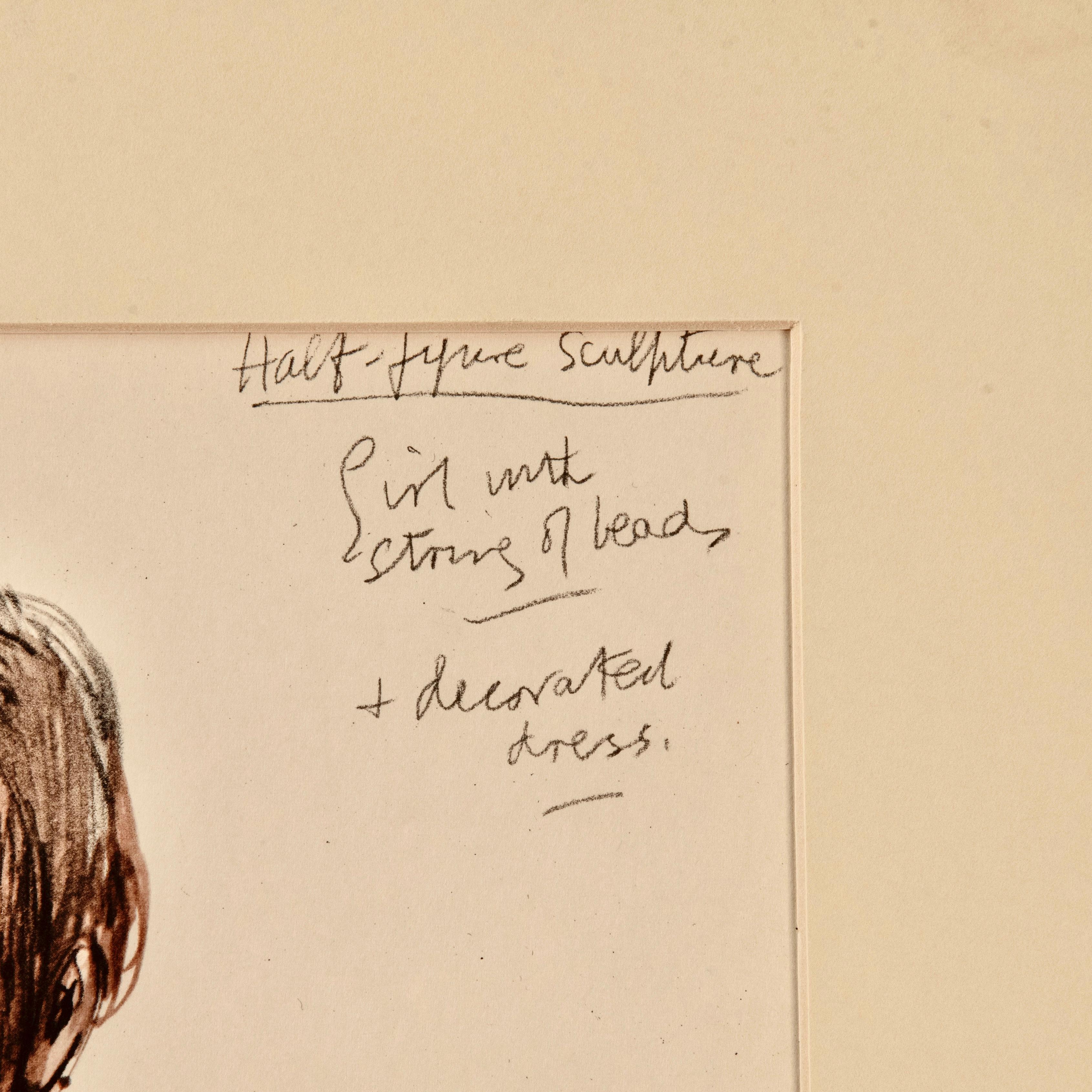 Lithographie originale d'Henry Moore et dessin au crayon  Bon état - En vente à Roma, IT