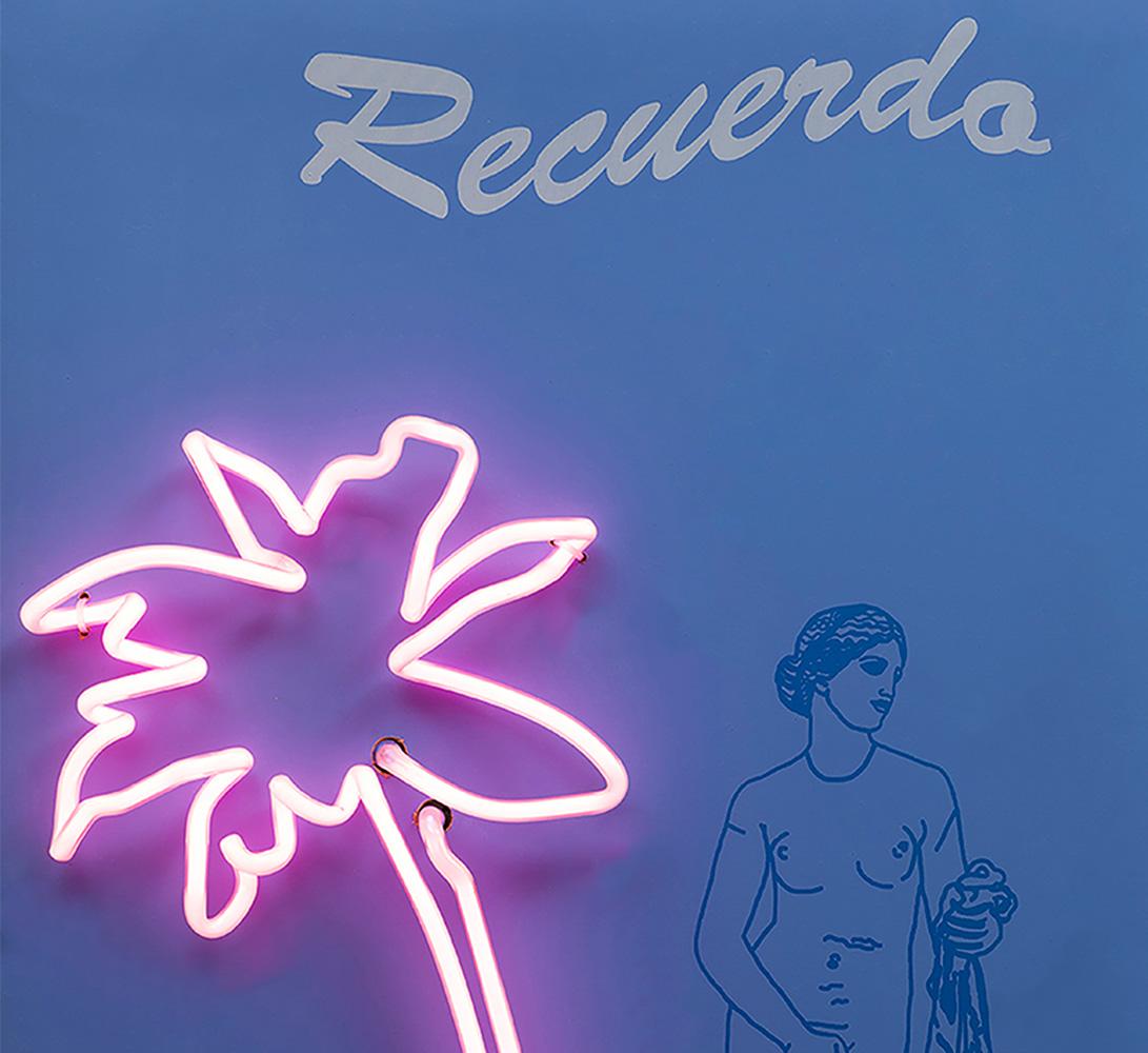 Colombian Recuerdo Aphrodite. Neon Light Box Wall Sculpture. For Sale