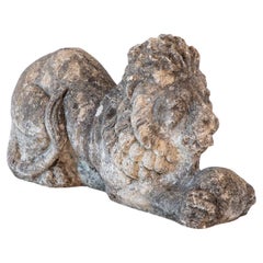 Recumbent Concrete Lion with Sphere, France 1920s