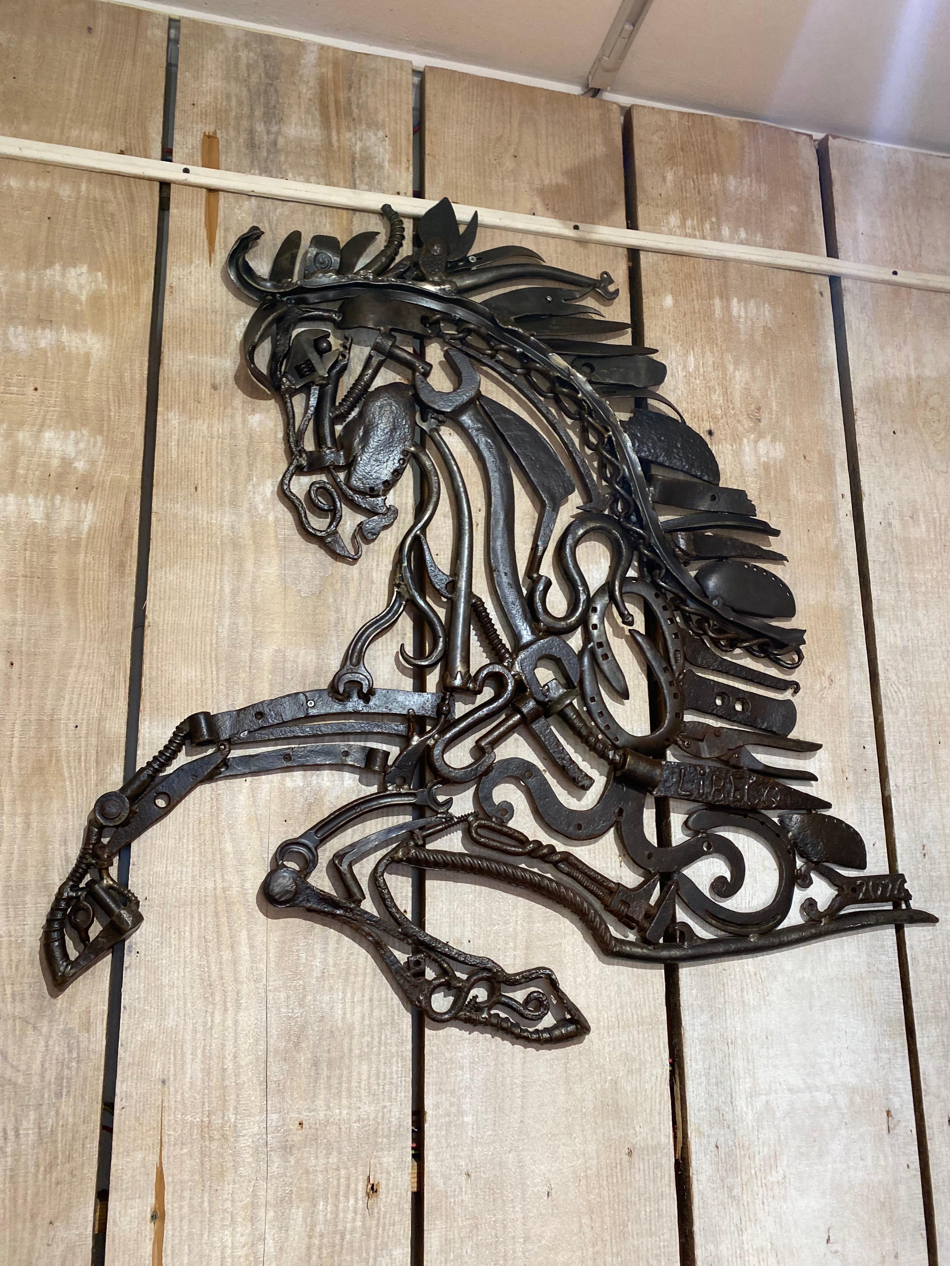 Contemporary Recup Art by Libecq Recovered Metal Horse, 2016 For Sale