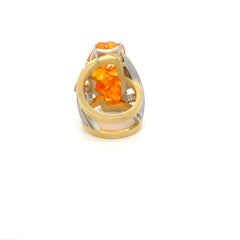 18 Karat Gold Opal and Diamonds Ring