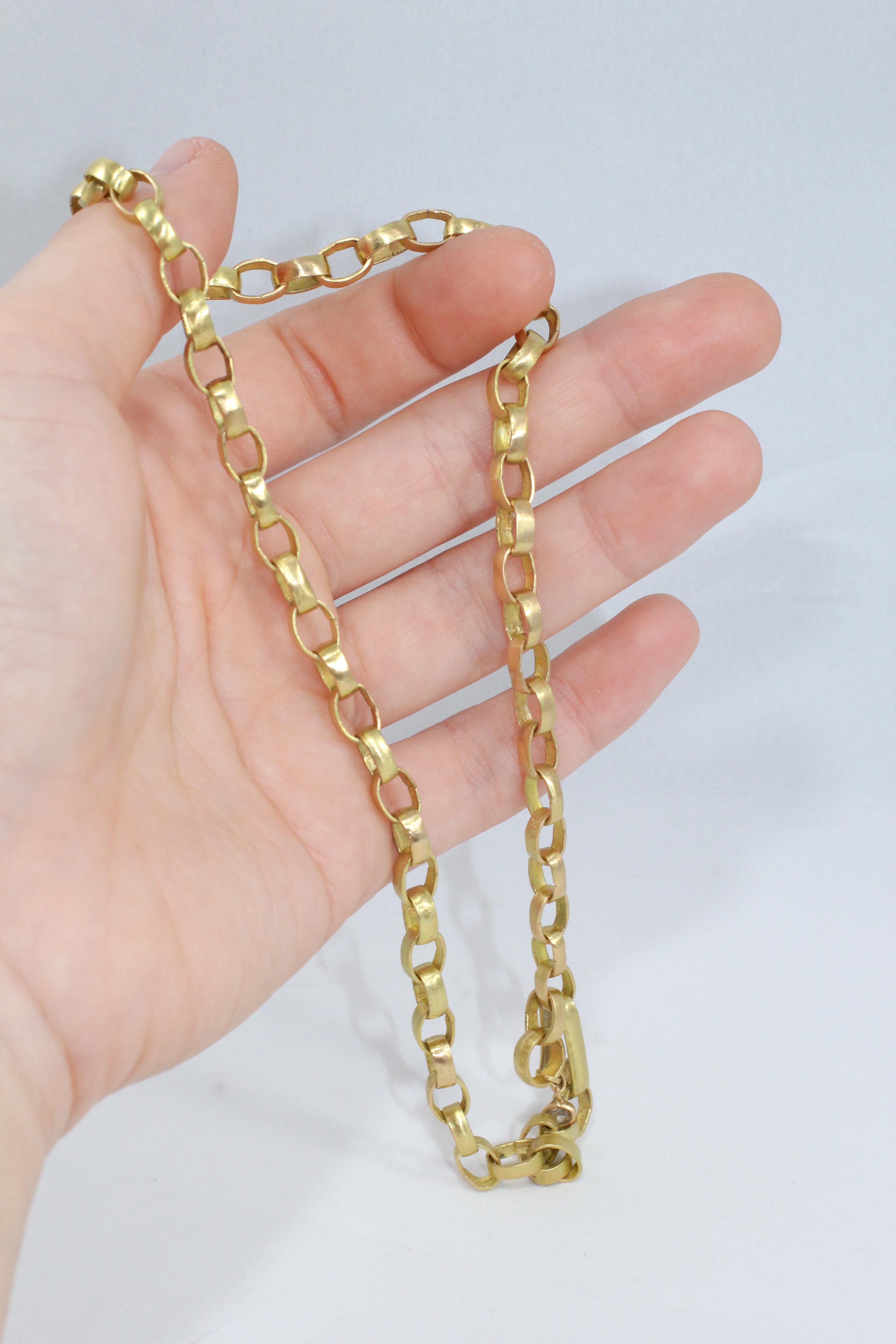 Recycled 18 Karat Gold Link Chain Necklace For Sale 6