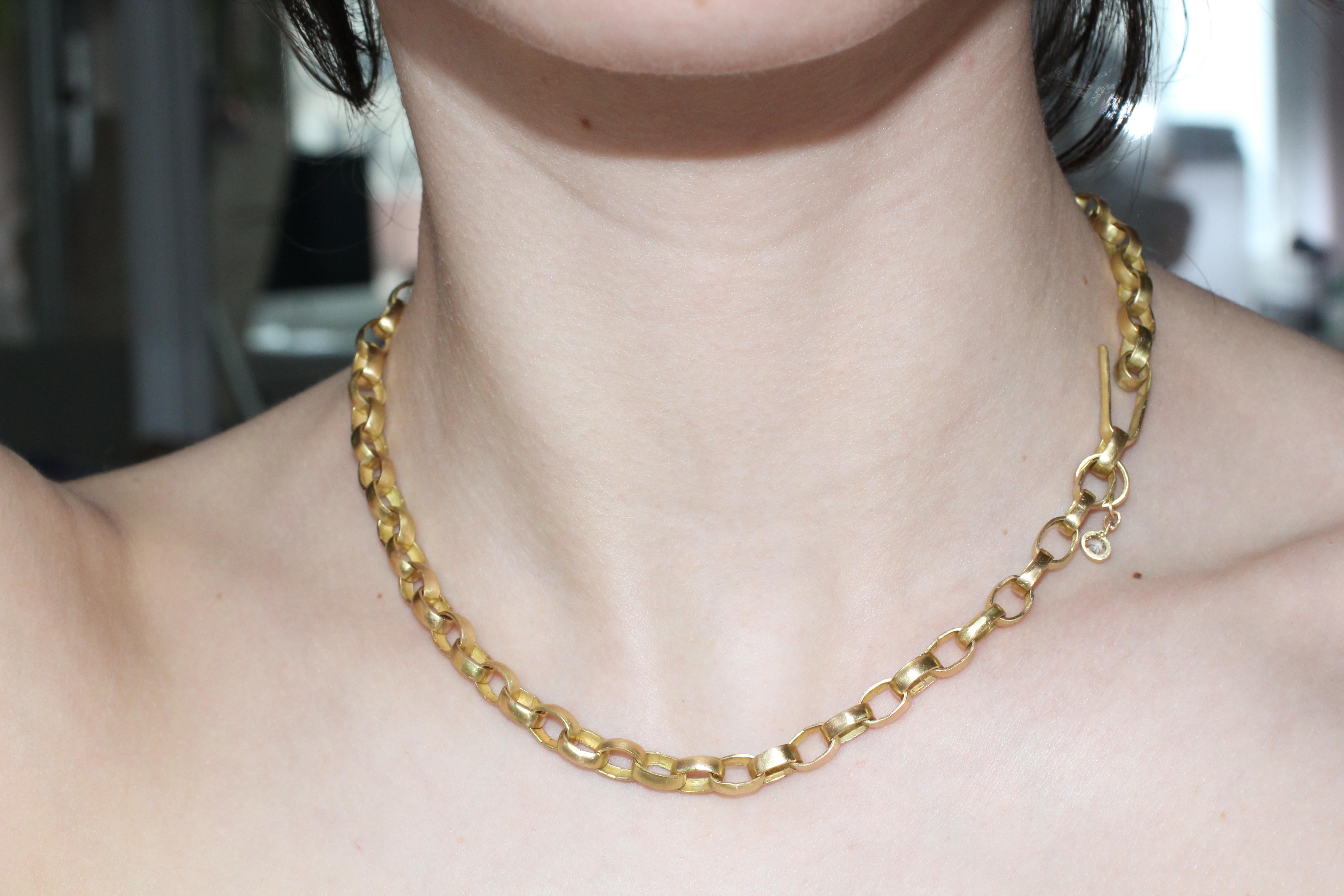 Recycled 18 Karat Gold Link Chain Necklace For Sale 7