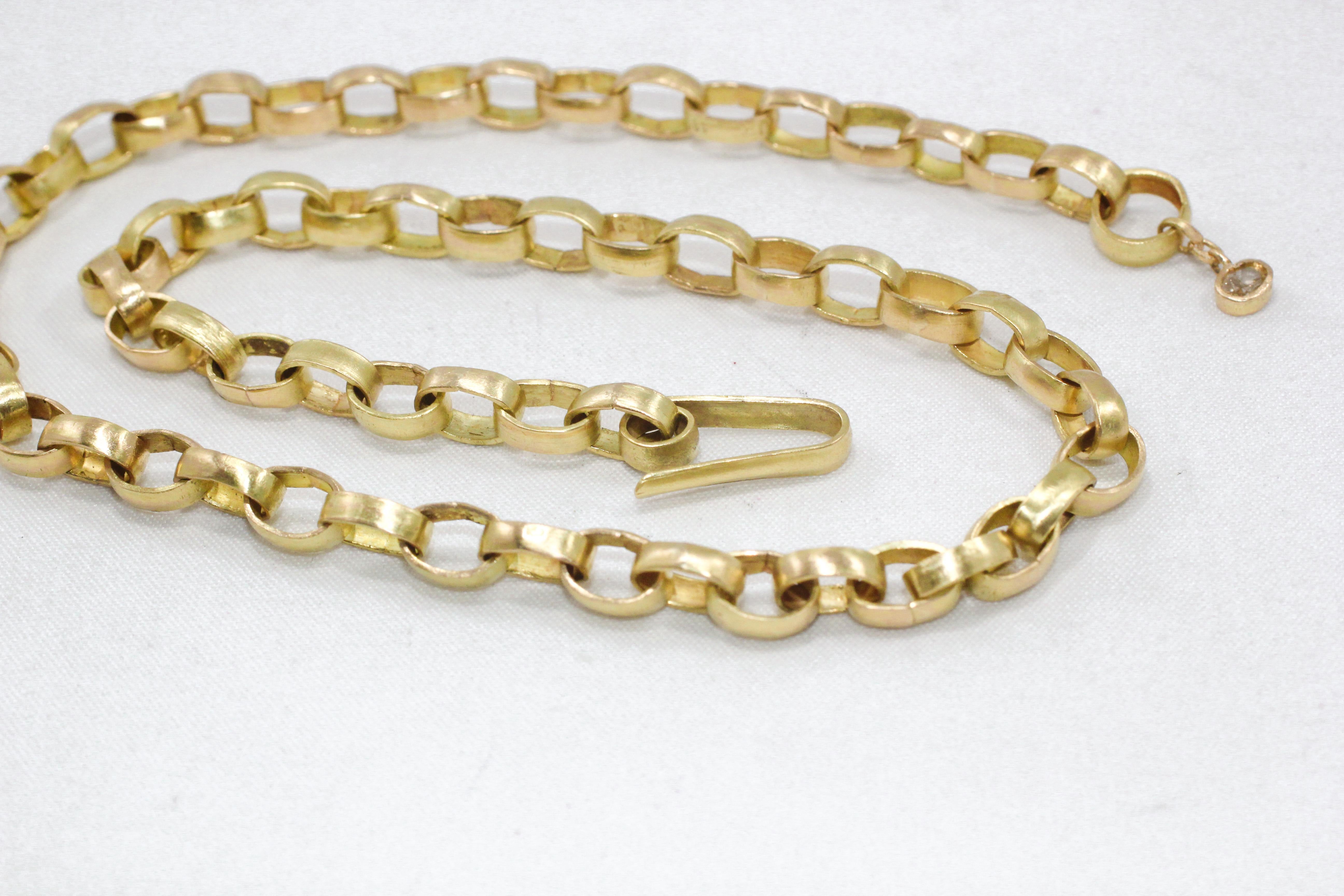Custom listing. A substantial link chain choker handcrafted in recycled 18K gold. Makes a bold and elegant statement in any season. It is made of environmentally friendly recycled 18 Karat gold. The necklace is made up of oval uniformly shaped