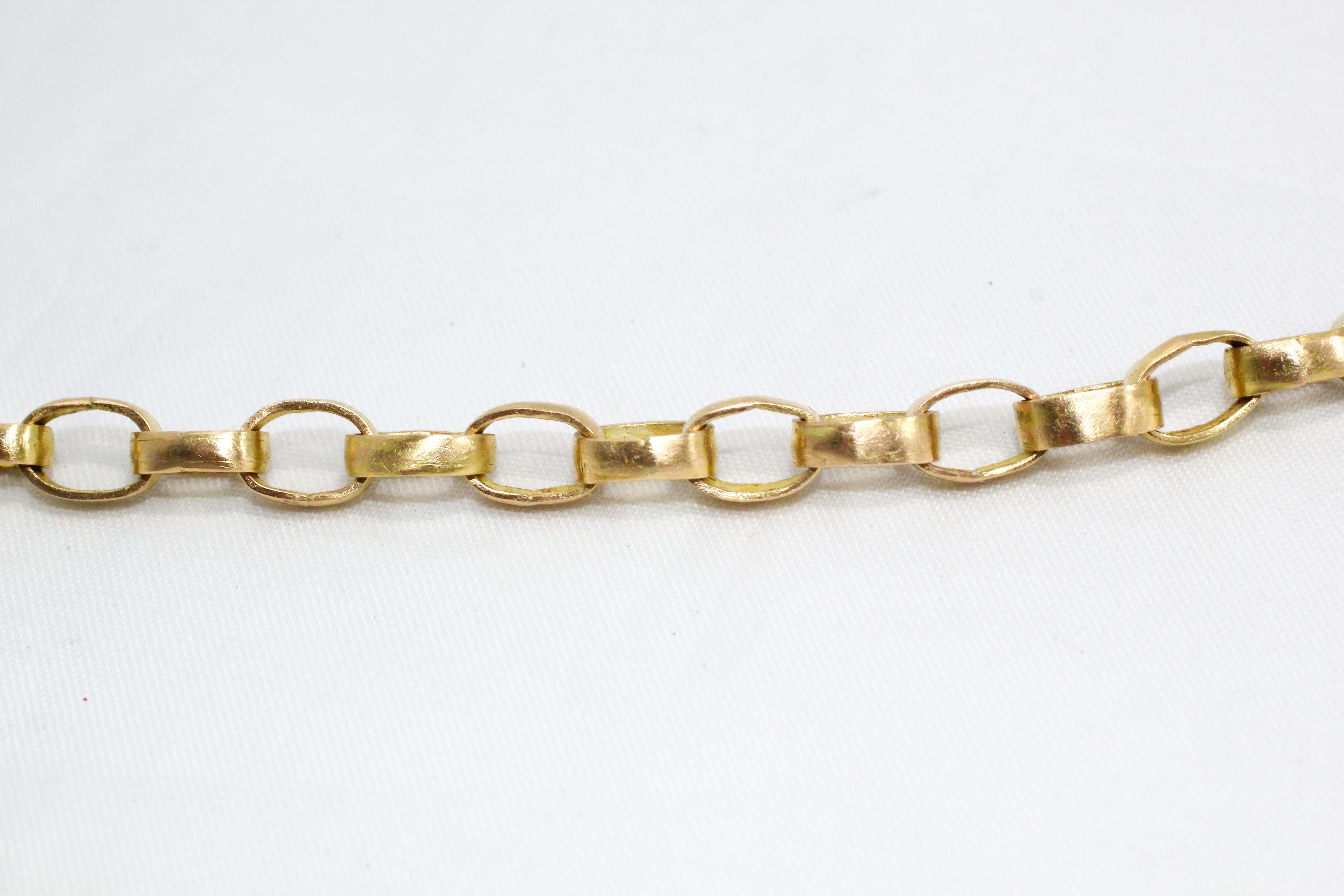 Oval Cut Recycled 18 Karat Gold Link Chain Necklace For Sale