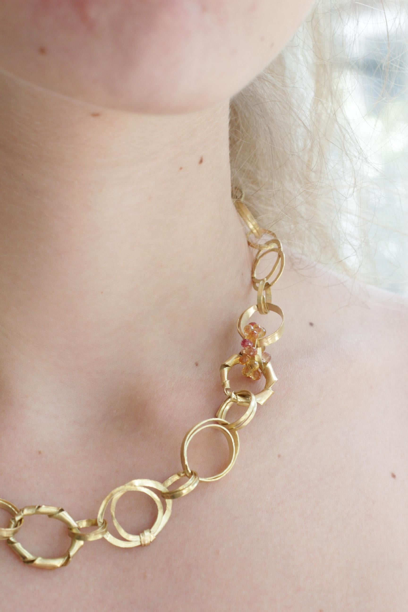Recycelte 18k Gold Saphir Briolettes Handgefertigte Kette Halskette und mehr im Angebot 14