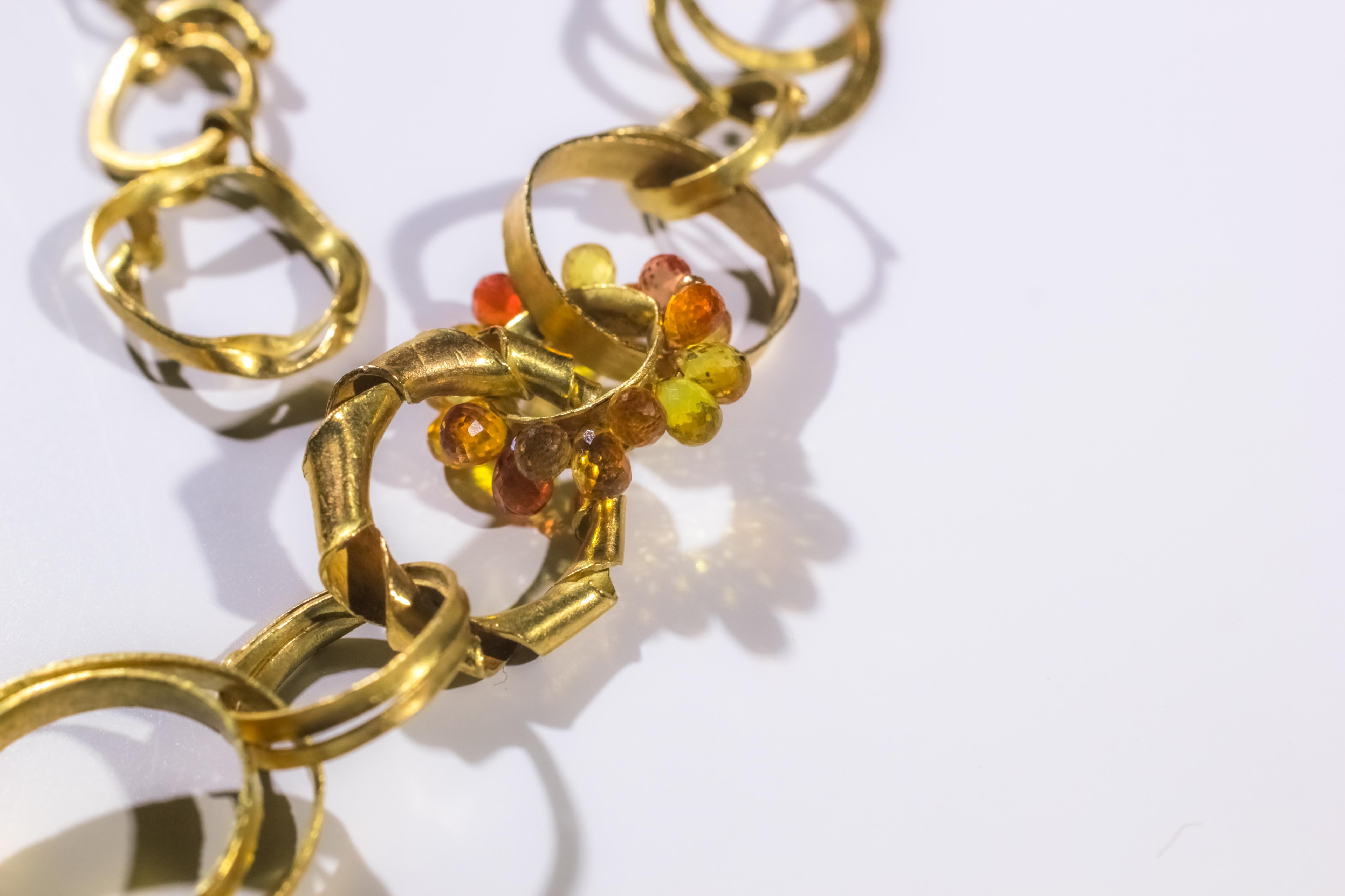 Recycelte 18k Gold Saphir Briolettes Handgefertigte Kette Halskette und mehr im Angebot 4