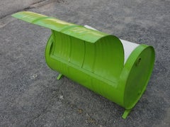 Recycled 55 Gallon Barrel Armchair, Lime Green