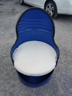 Recycled 55 Gallon Barrel Single Chair, Cobalt Blue