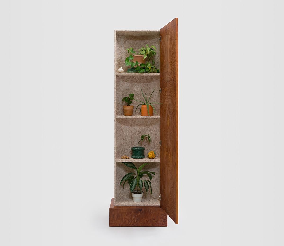 Modern Recycled Eggshell and Burl Wood Cabinet by Rest Energy For Sale