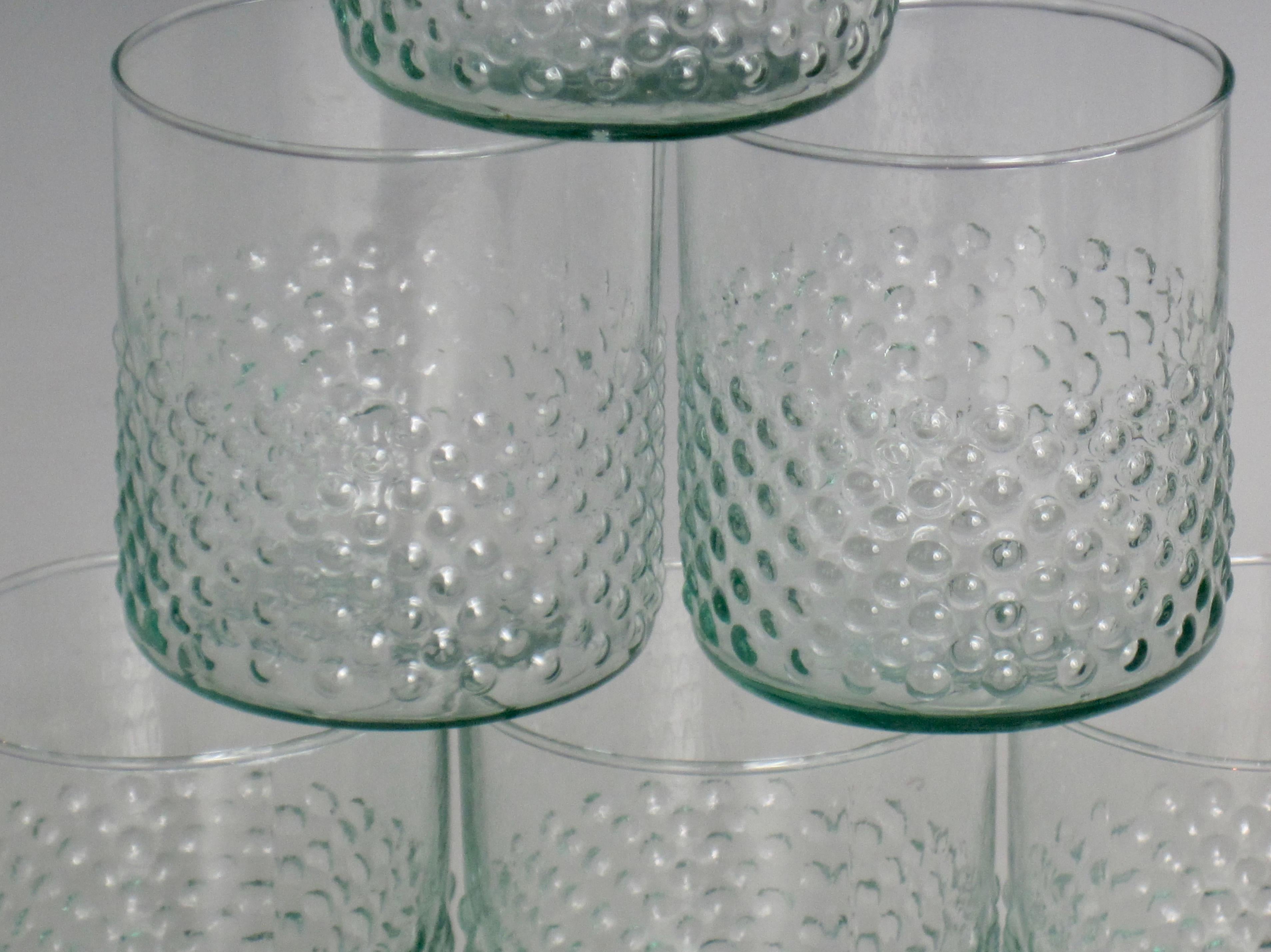 American Recycled Glass Dotty Lowball Tumbler Set of Six For Sale